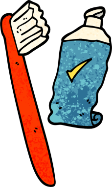 Bir insan tarafından çizilmiş grunge desenli diş fırçası ve yapıştırıcı.