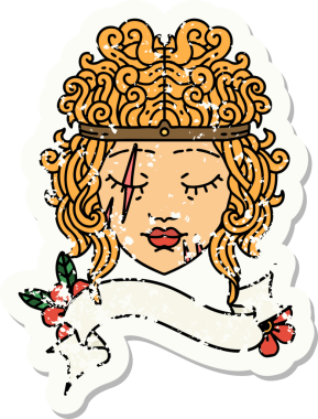 Bir insan tarafından çizilmiş barbar bir insanın grunge sticker 'ı.