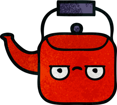 Bir insan tarafından çizilmiş eski grunge desenli bir çaydanlık.