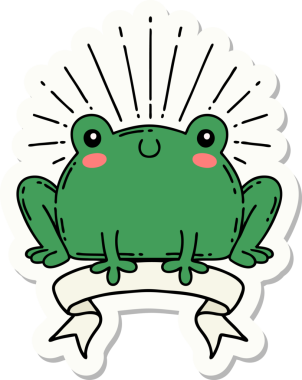 Bir insan tarafından çizilmiş mutlu kurbağa dövmesi stili.