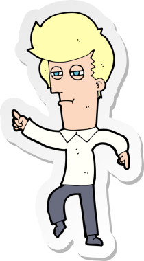 Bir insan tarafından çizilmiş bir karikatürcünün çıkartması.