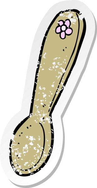 Bir insan tarafından çizilmiş karikatür kaşığının gerilmiş yapıştırması.