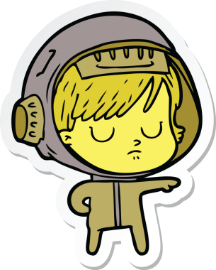 Bir insan tarafından çizilmiş astronot bir kadının çıkartması.