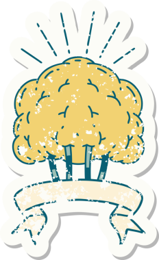 Bir insan tarafından çizilmiş dövme stili bir ağacın eski etiketi.