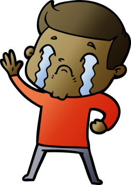 Bir insan tarafından çizilmiş ağlayan çizgi film adamı.