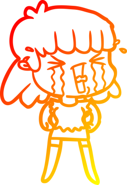 Bir insan tarafından çizilmiş, ağlayan bir çizgi kadın çizimi.