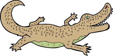 Bir insan tarafından çizilmiş timsah çizgi filmi.