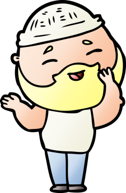 Bir insan tarafından çizilmiş mutlu sakallı bir adam.