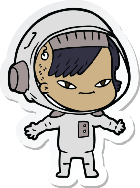 Bir insan tarafından çizilmiş astronot bir kadının çıkartması.