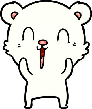 Bir insan tarafından çizilmiş mutlu kutup ayısı karikatürü