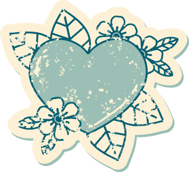 Bir insan tarafından çizilmiş botanik bir kalbin sembolik depresif dövmesi.