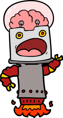 Bir insan tarafından çizilmiş çizgi film robotu