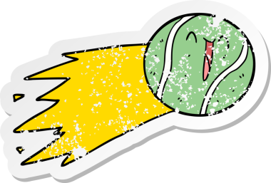 Bir insan tarafından çizilmiş uçan bir tenis topunun sıkıntılı çıkartması.