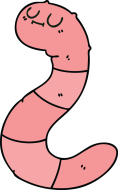 Bir insan tarafından çizilmiş garip bir çizgi film solucanı.