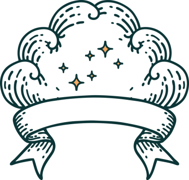 Bir insan tarafından çizilmiş bulutlu geleneksel dövme.