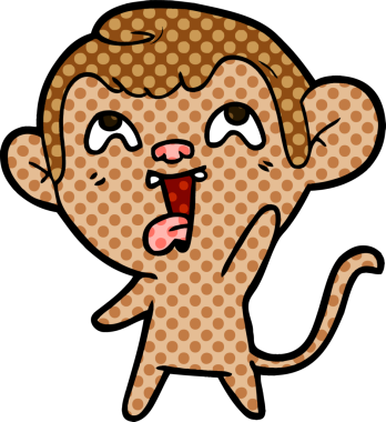 Bir insan tarafından çizilmiş çılgın çizgi film maymunu