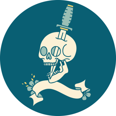 bir insan tarafından çizilmiş bir kafatası pankartıyla dövme biçimi simgesi