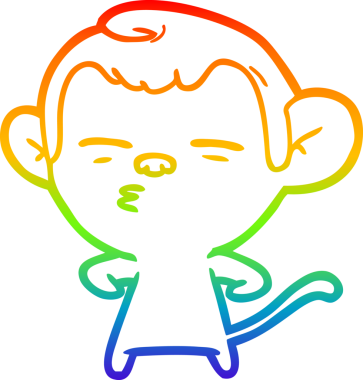 Gökkuşağı gradyan çizgi çizimi Bir insan tarafından çizilmiş şüpheli maymun