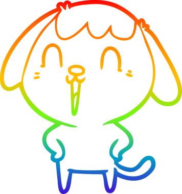 gökkuşağı gradyan çizgi çizimi bir insan tarafından çizilmiş mutlu bir köpek