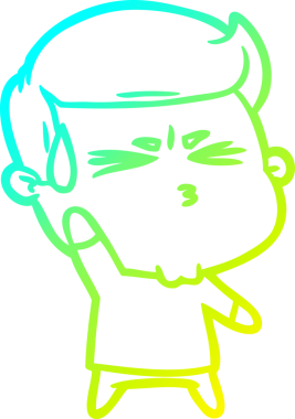 Bir insan tarafından çizilen çizgi film mutlu bir adamın soğuk gradyan çizimi.