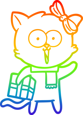 gökkuşağı gradyanı çizimi bir insan tarafından çizilmiş çizgi film kedisi