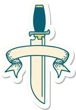 Bir insan tarafından çizilmiş bıçak pankartıyla dövme stili.