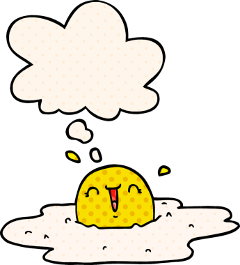 Çizgi roman tarzında bir insan tarafından çizilmiş karikatür sahanda yumurta.