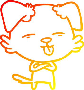 İnsan tarafından çizilmiş bir çizgi film köpeğinin sıcak çizgi çizimi.