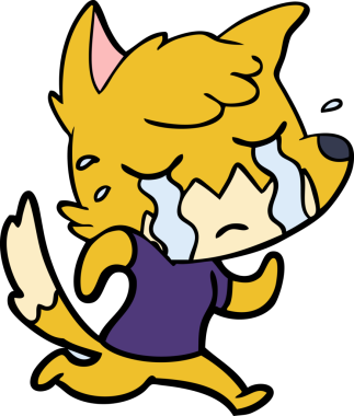 Bir insan tarafından çizilmiş ağlayan tilki çizgi filmi.