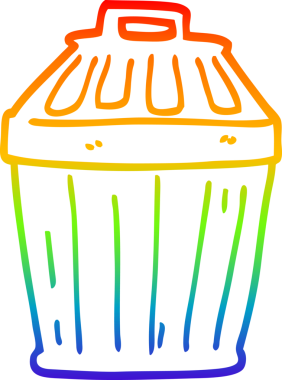 gökkuşağı gradyan çizgi çizimi bir insan tarafından çizilmiş bir çöp kutusu