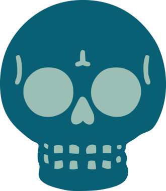 Bir insan tarafından çizilmiş bir kafatasının ikonik dövme şekli