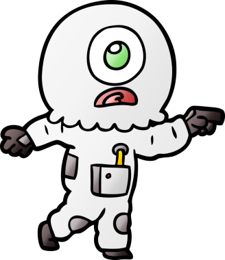 Çizgi film Tepegöz uzaylı uzay adamı bir insan tarafından çizilmiş.