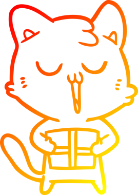 İnsan tarafından çizilmiş bir çizgi film kedisinin sıcak çizgi çizimi