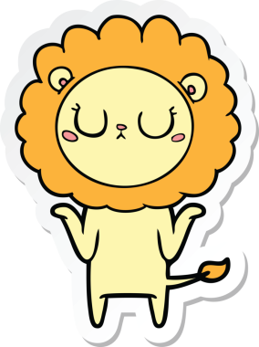 Bir insan tarafından çizilmiş karikatür aslanının çıkartması.