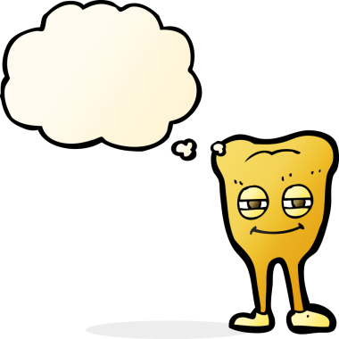 Bir insan tarafından çizilmiş düşünce kabarcığıyla gülümseyen bir çizgi film.