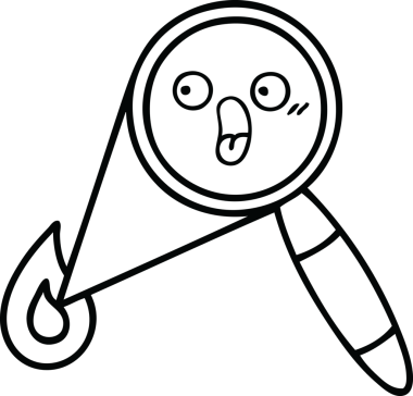 Bir insan tarafından çizilmiş bir büyüteç çizgi çizimi