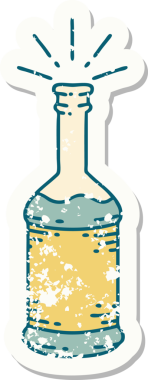 Bir insan tarafından çizilmiş dövme stili bira şişesinin eski etiketi.