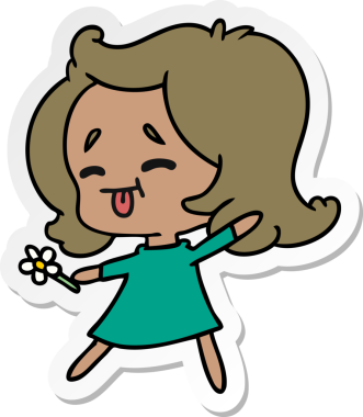 Bir insan tarafından çizilmiş kawai kızının serbest sticker karikatürü.