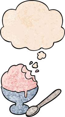 Bir insan tarafından çizilmiş grunge desenli düşünce baloncuklu karikatür dondurması.