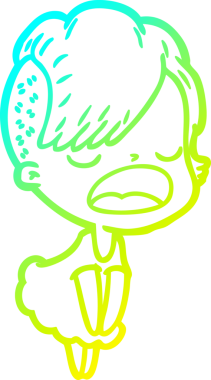 Bir insan tarafından çizilmiş havalı bir hippi kızın soğuk gradyan çizimi.