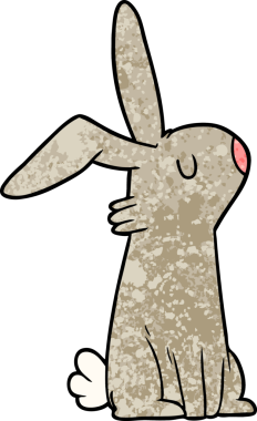 Bir insan tarafından çizilmiş çizgi film tavşanı