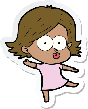 Bir insan tarafından çizilmiş somurtkan bir çizgi film kızının çıkartması.