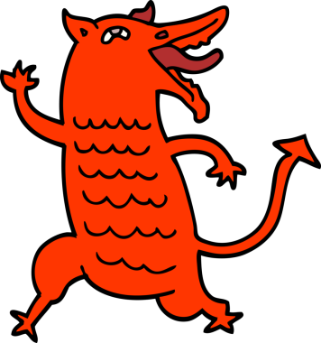 Bir insan tarafından çizilmiş Ortaçağ iblisi