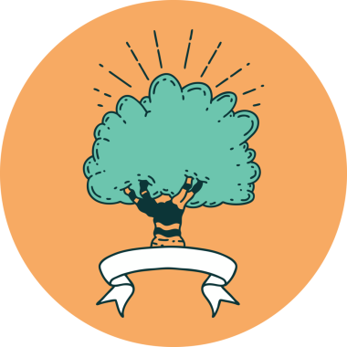 Bir insan tarafından çizilmiş dövme tarzı bir ağacın simgesi