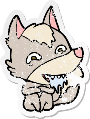 Bir insan tarafından çizilmiş aç bir kurdun sıkıntılı çıkartması.