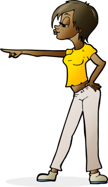 Bir insan tarafından çizilmiş çizgi film kadını.