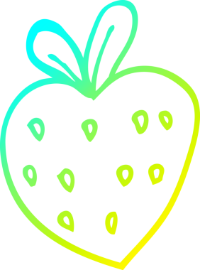 Bir insan tarafından çizilen çilek karikatürünün soğuk gradyan çizimi