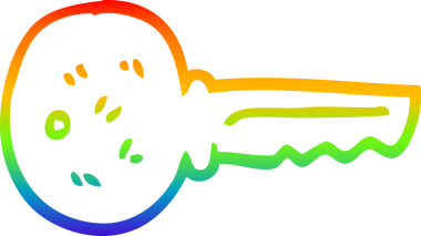 gökkuşağı gradyan çizgi çizimi bir insan tarafından çizilmiş metal bir anahtar