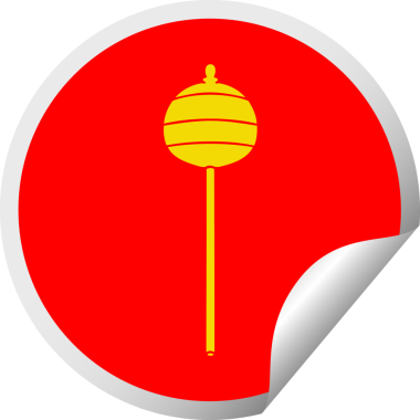 Bir insan tarafından çizilmiş dairesel soyulan tuhaf çizgi film altın asası.