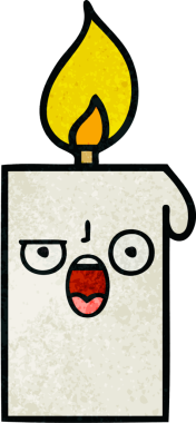 Bir insan tarafından çizilmiş yanan bir mumun retro grunge desen karikatürü